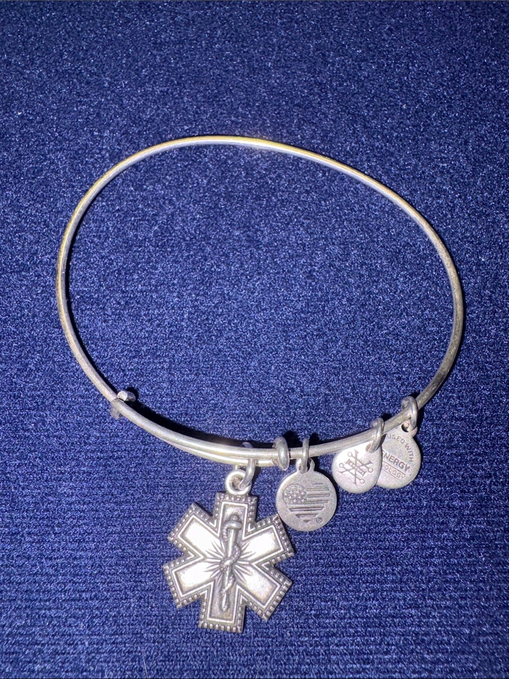 Alex and Ani Silver Medical Alert Star Charm Bangle